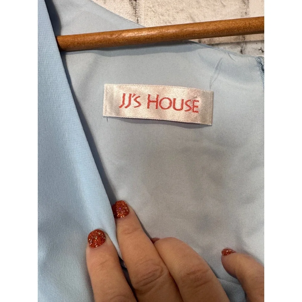 JJ's House Sky Blue Bridesmaid Dress Flutter Sleeve Cocktail Party US 10 - Picture 6 of 11